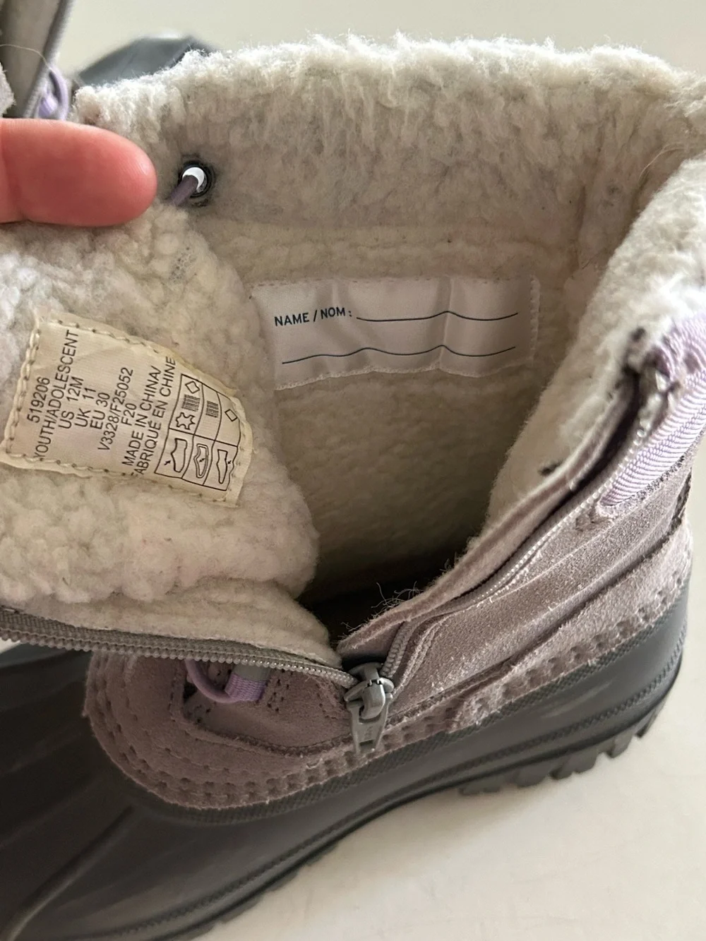 Lands' End Winter Snow Boots in Gray and Lavender | 12 girls